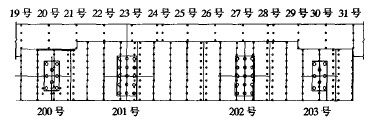 圖3 滿堂支架現(xiàn)澆梁平面示意圈